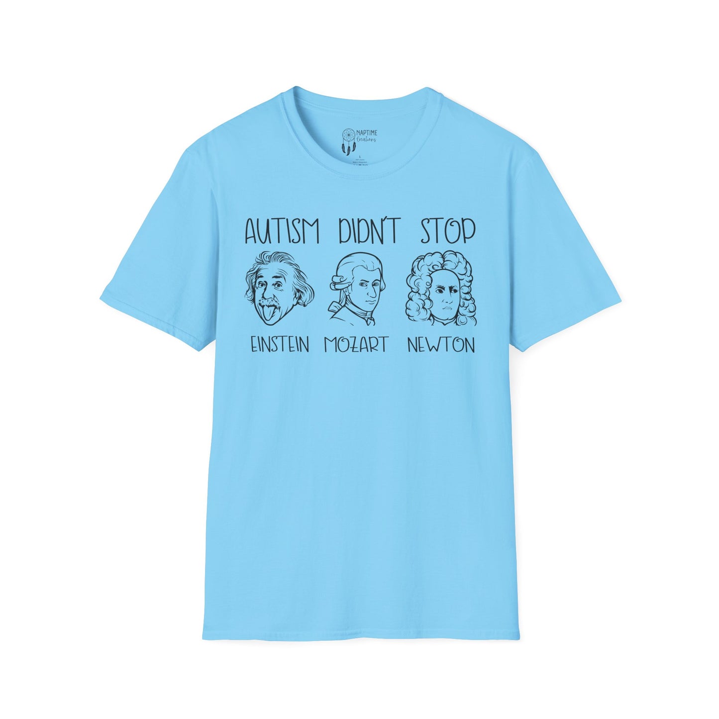 Autism Awareness Unisex Softstyle T-Shirt | Einstein, Mozart, Newton Design