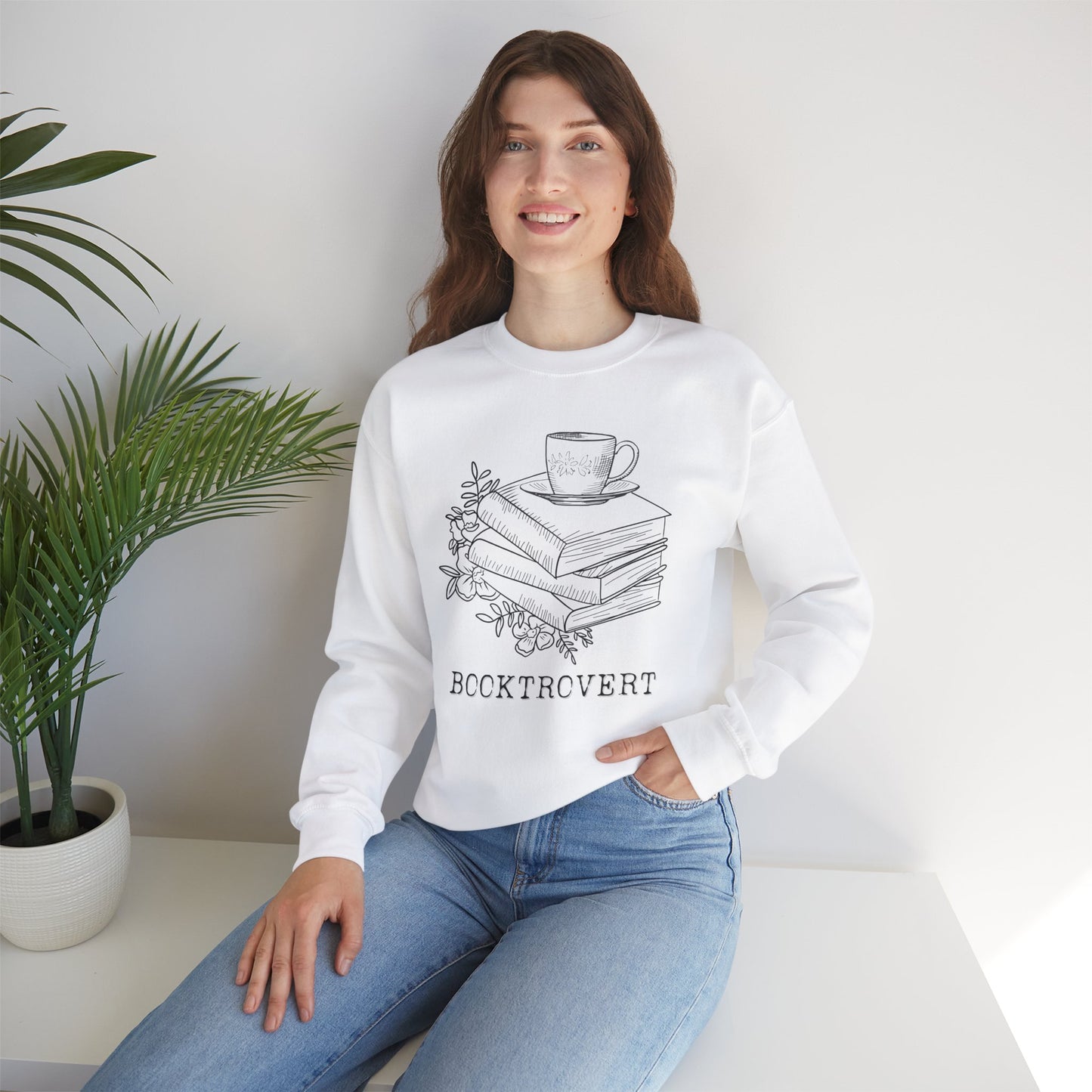 Book Lover's Cozy Crewneck Sweatshirt - Perfect Gift for Introverted Book Lover