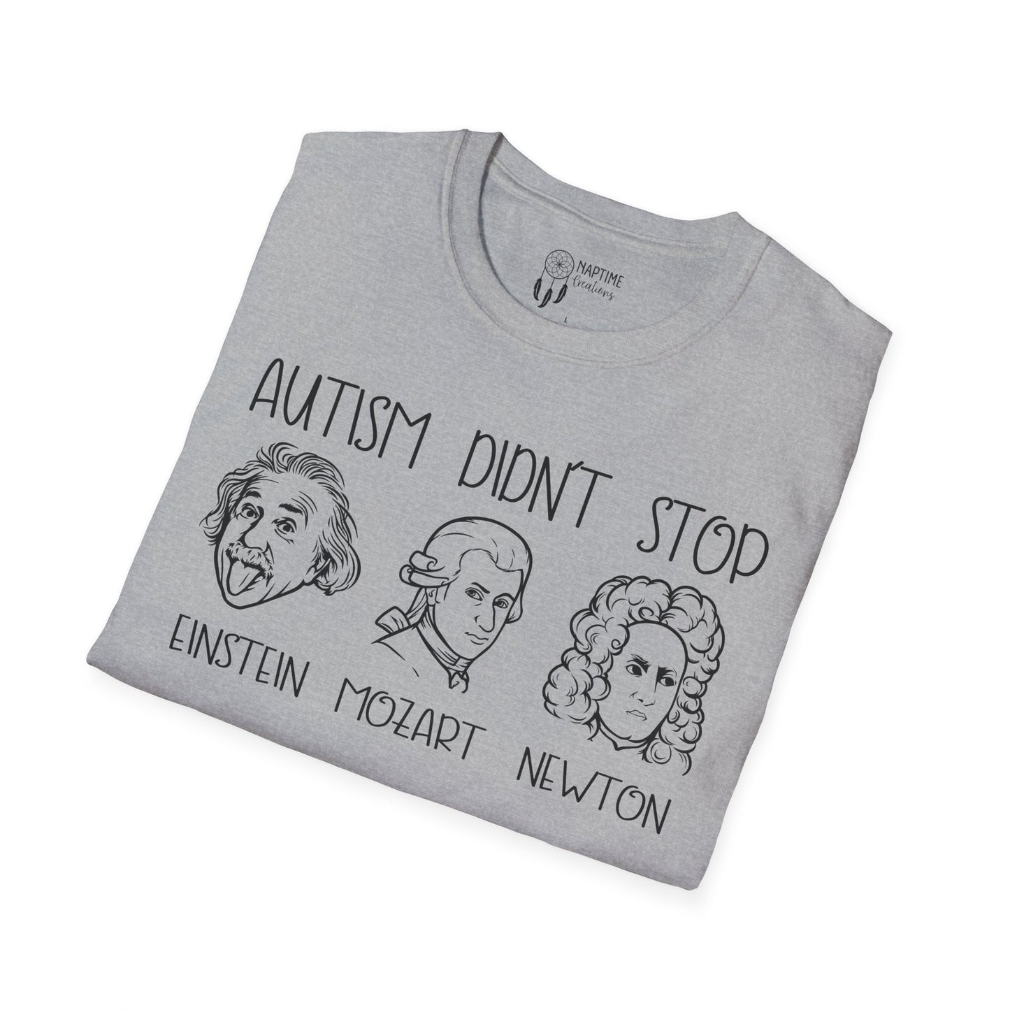 Autism Awareness Unisex Softstyle T-Shirt | Einstein, Mozart, Newton Design