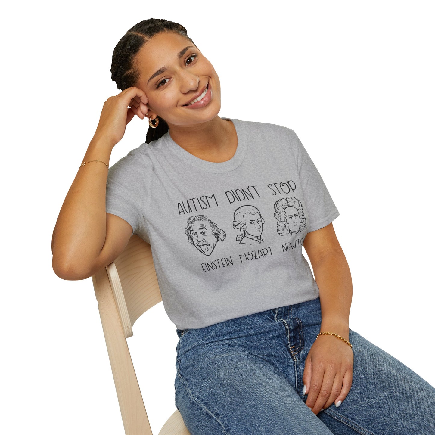 Autism Awareness Unisex Softstyle T-Shirt | Einstein, Mozart, Newton Design