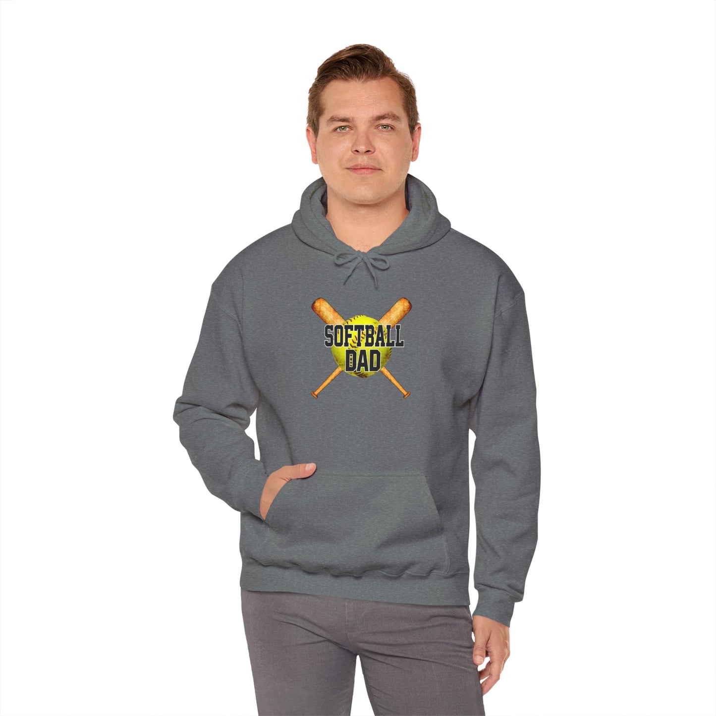 Softball Dad Unisex Heavy Blend Hoodie – Perfect Gift for Softball Enthusiasts