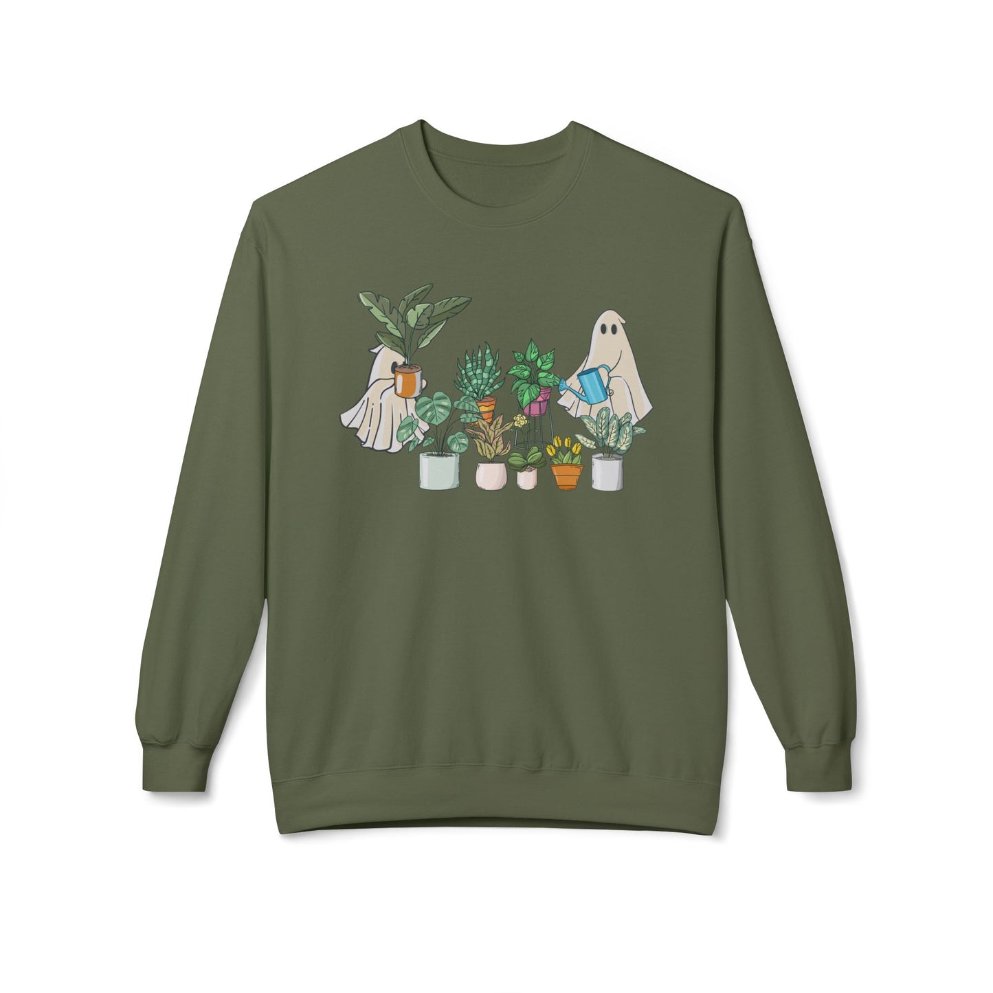 Ghostly Garden Unisex Fleece Crewneck Sweatshirt