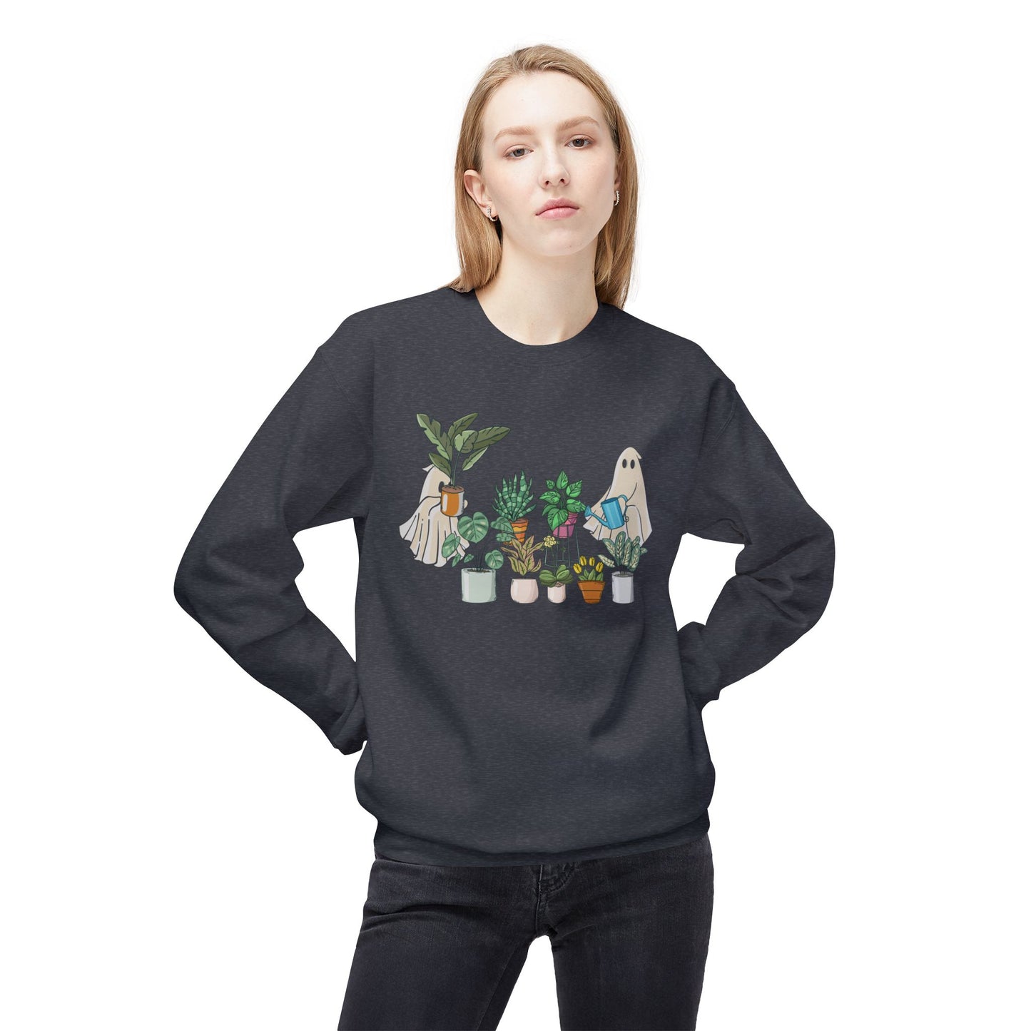 Ghostly Garden Unisex Fleece Crewneck Sweatshirt