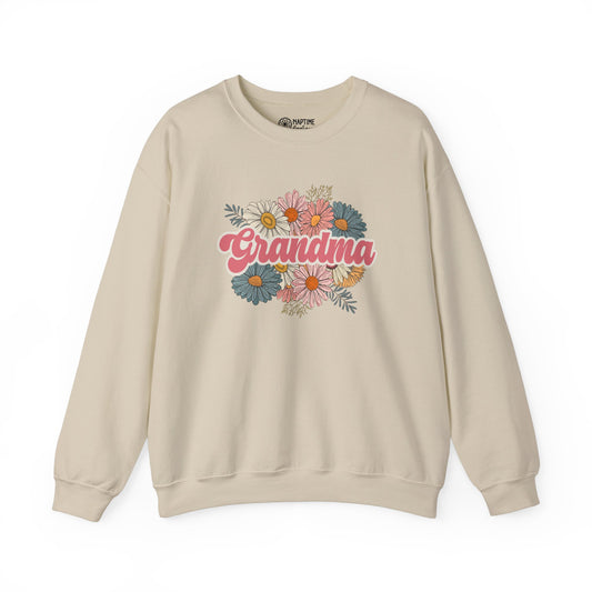 Floral Grandma Crewneck Sweatshirt - Comfortable Gift for Mother's Day, Birthdays & Family Celebrations