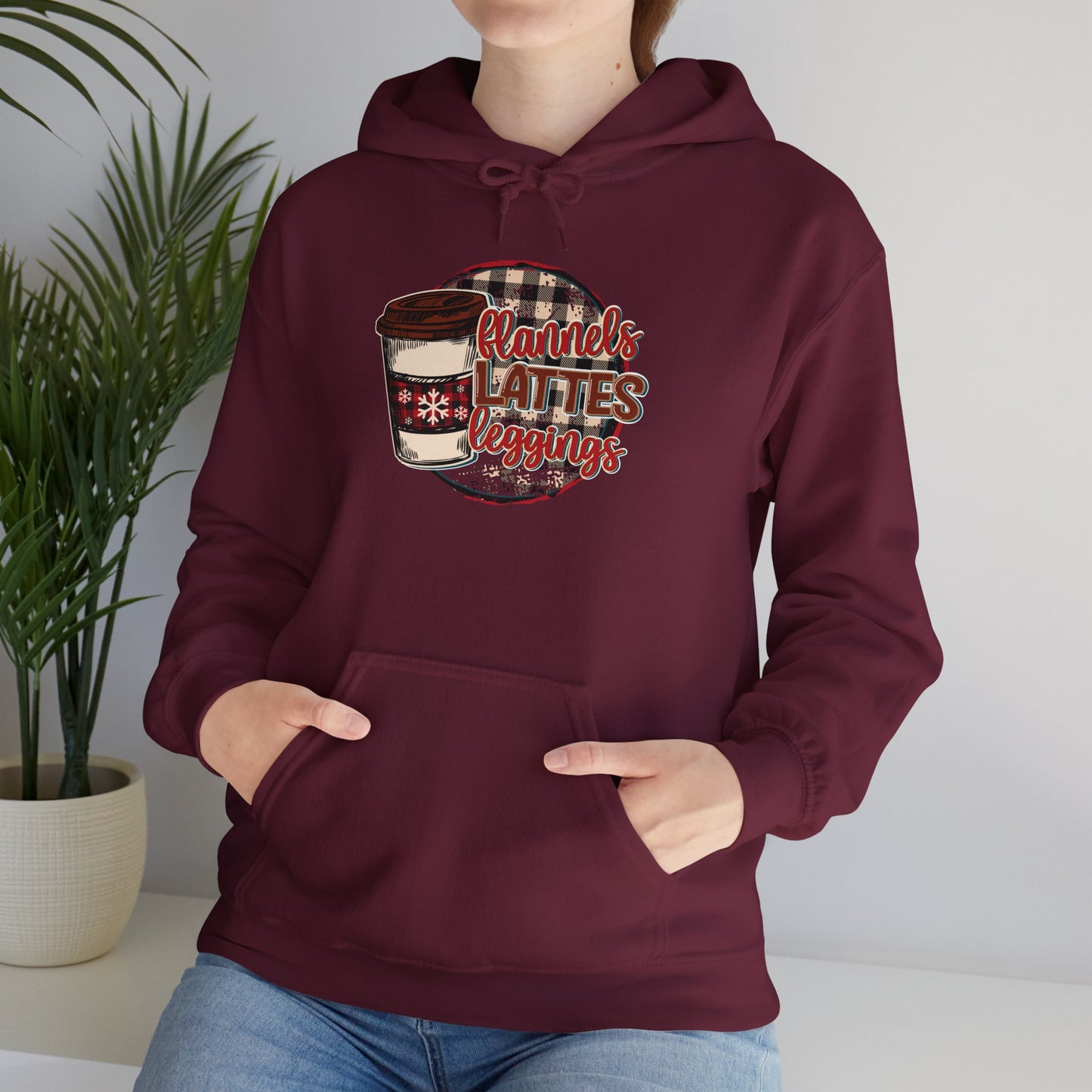 Cozy Coffee Lover's Hoodie - Flannel & Lattes Design