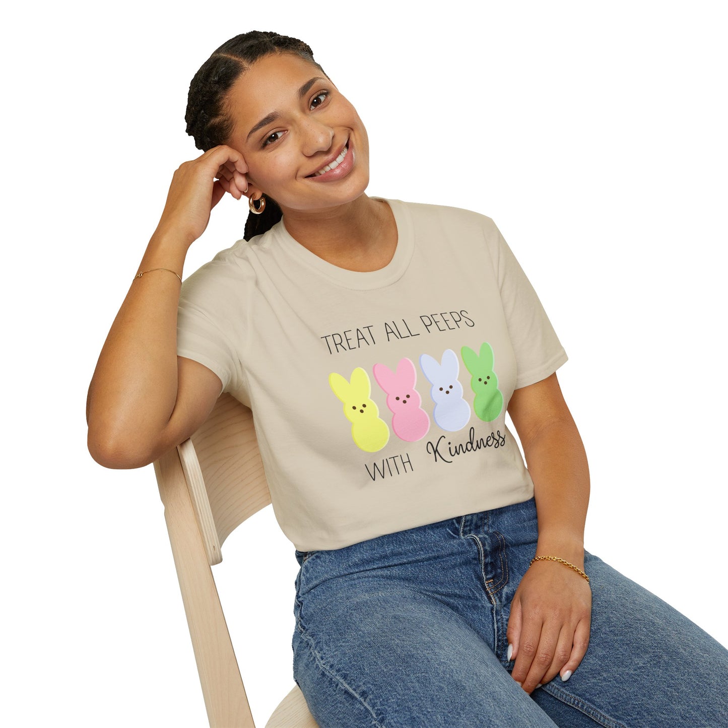Treat All Peeps with Kindness Unisex T-Shirt – Cute Easter Tee for Spring Celebrations