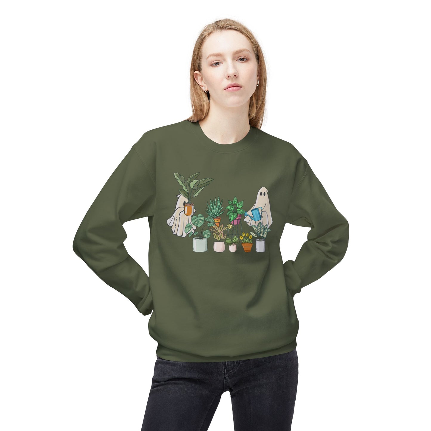 Ghostly Garden Unisex Fleece Crewneck Sweatshirt