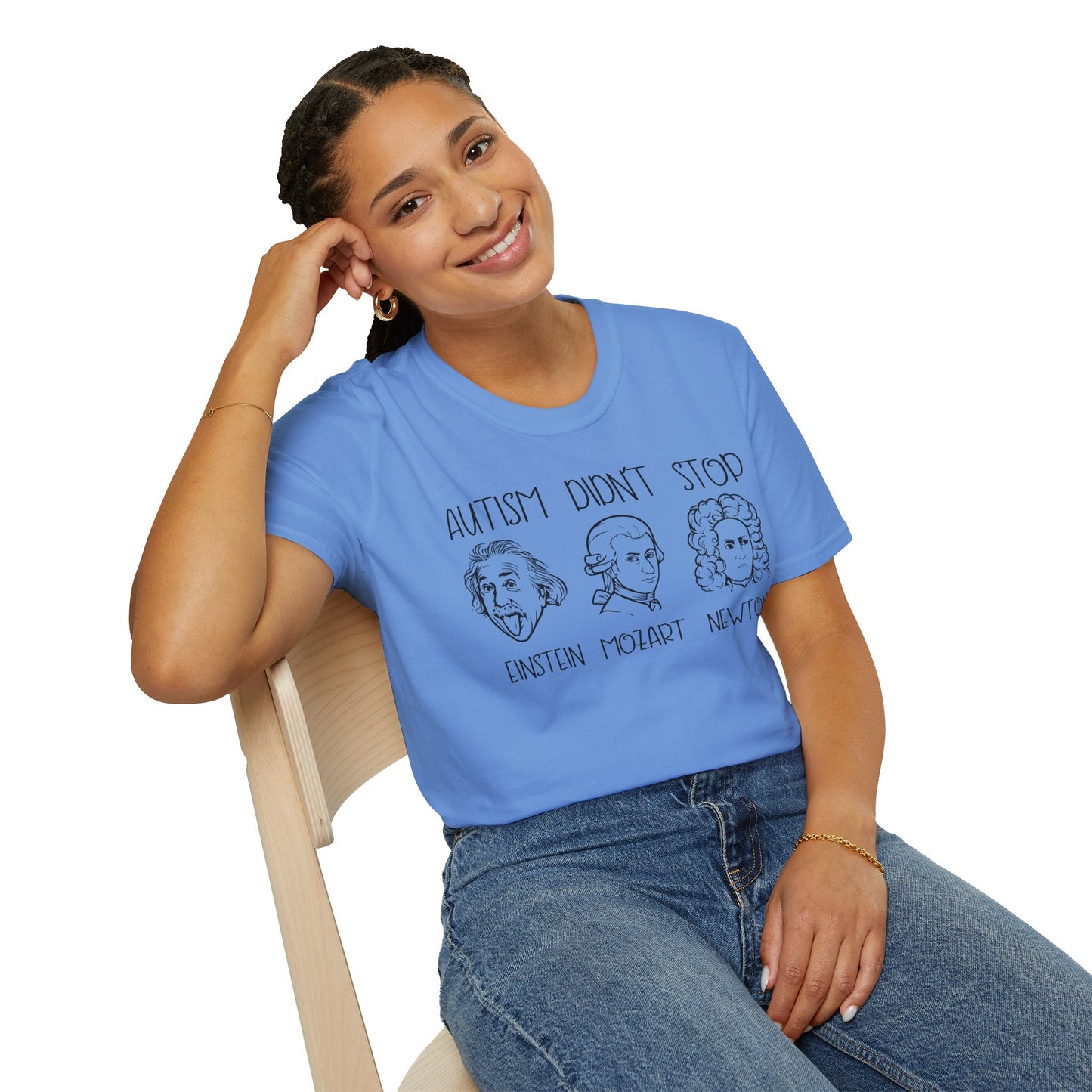 Autism Awareness Unisex Softstyle T-Shirt | Einstein, Mozart, Newton Design