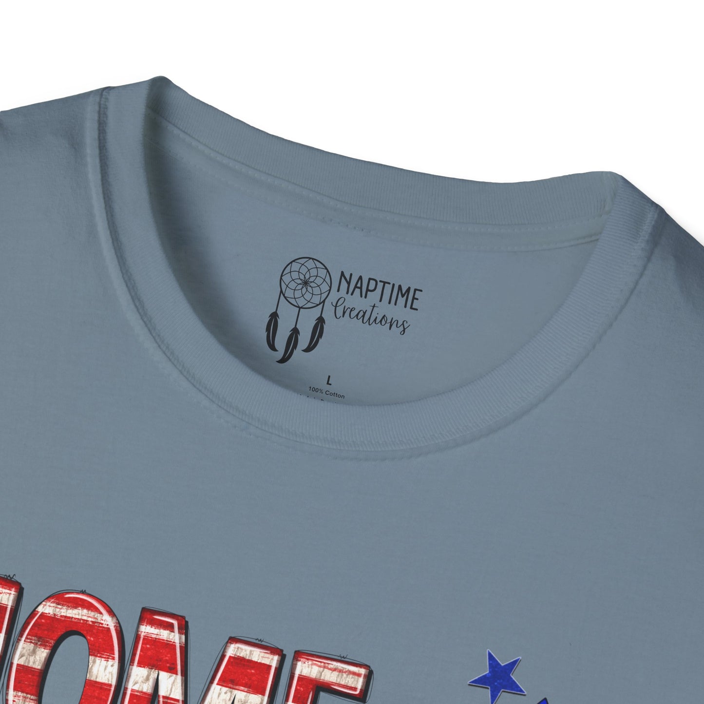 Patriotic Unisex Softstyle T-Shirt - Home of the Free Because of the Brave
