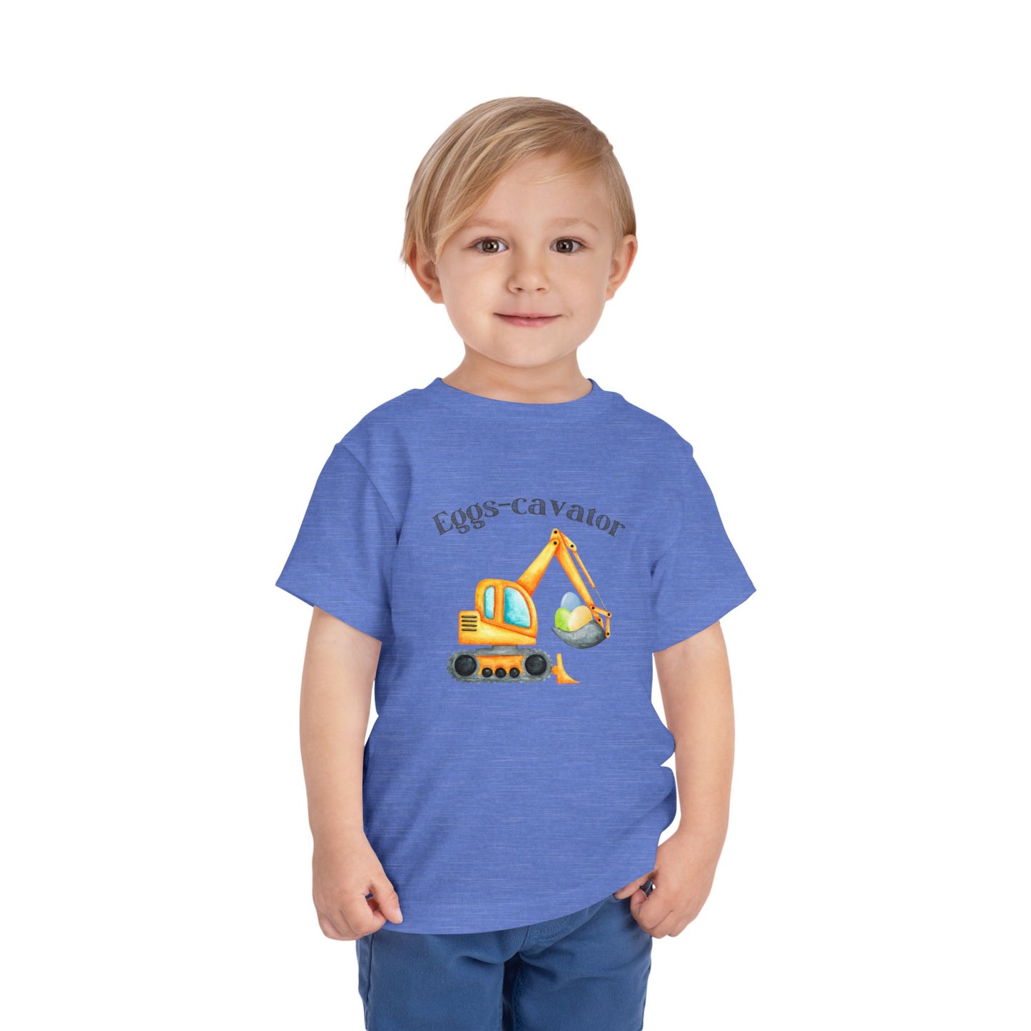 Toddler 'Eggs-cavator' Short Sleeve Tee - Fun Construction Theme Tee for Toddlers