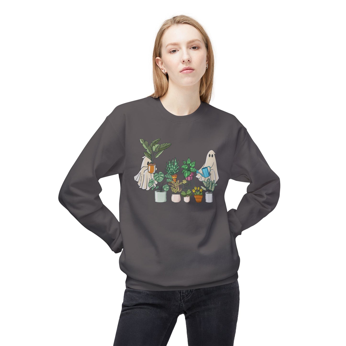 Ghostly Garden Unisex Fleece Crewneck Sweatshirt