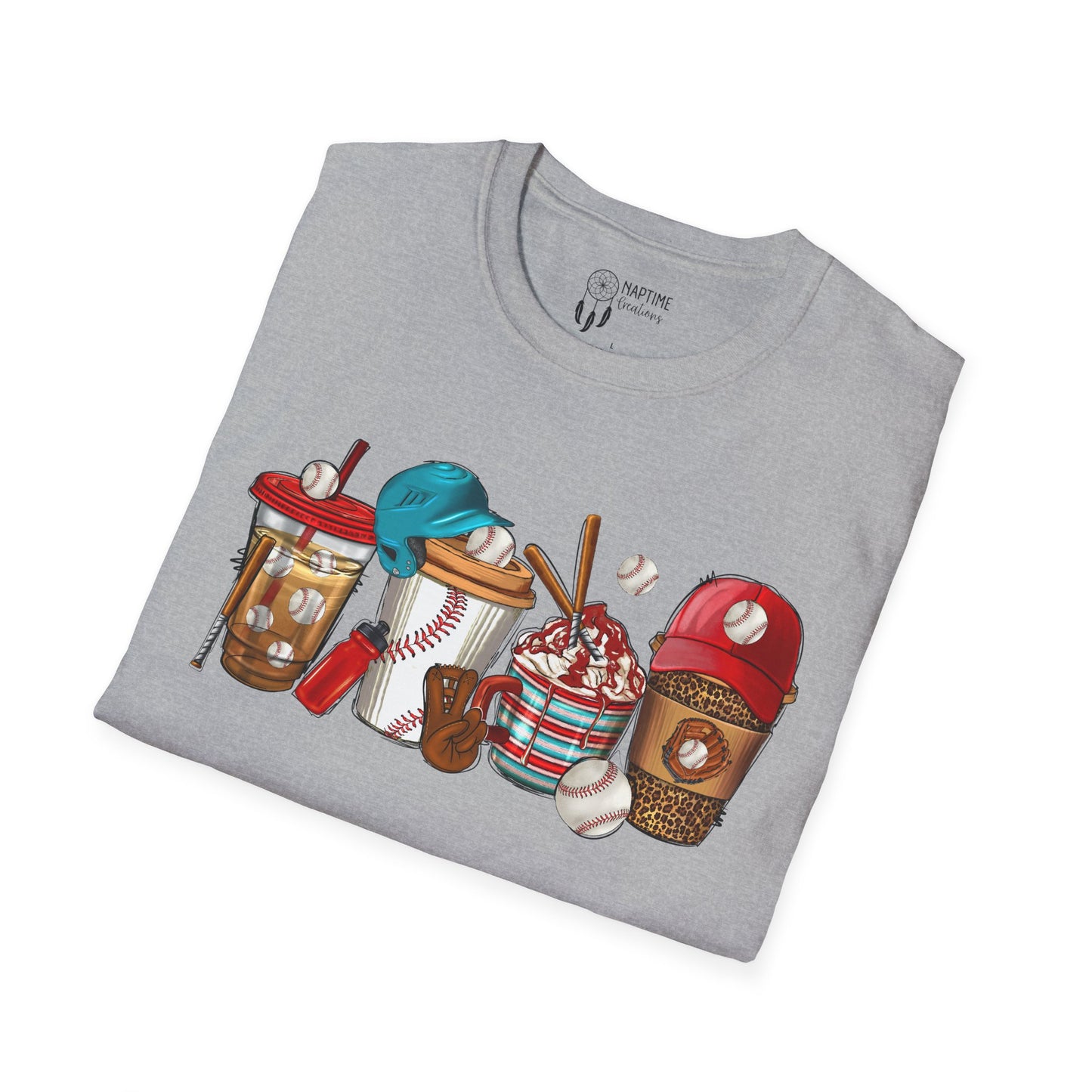 Fun Baseball Beverages Unisex Softstyle T-Shirt