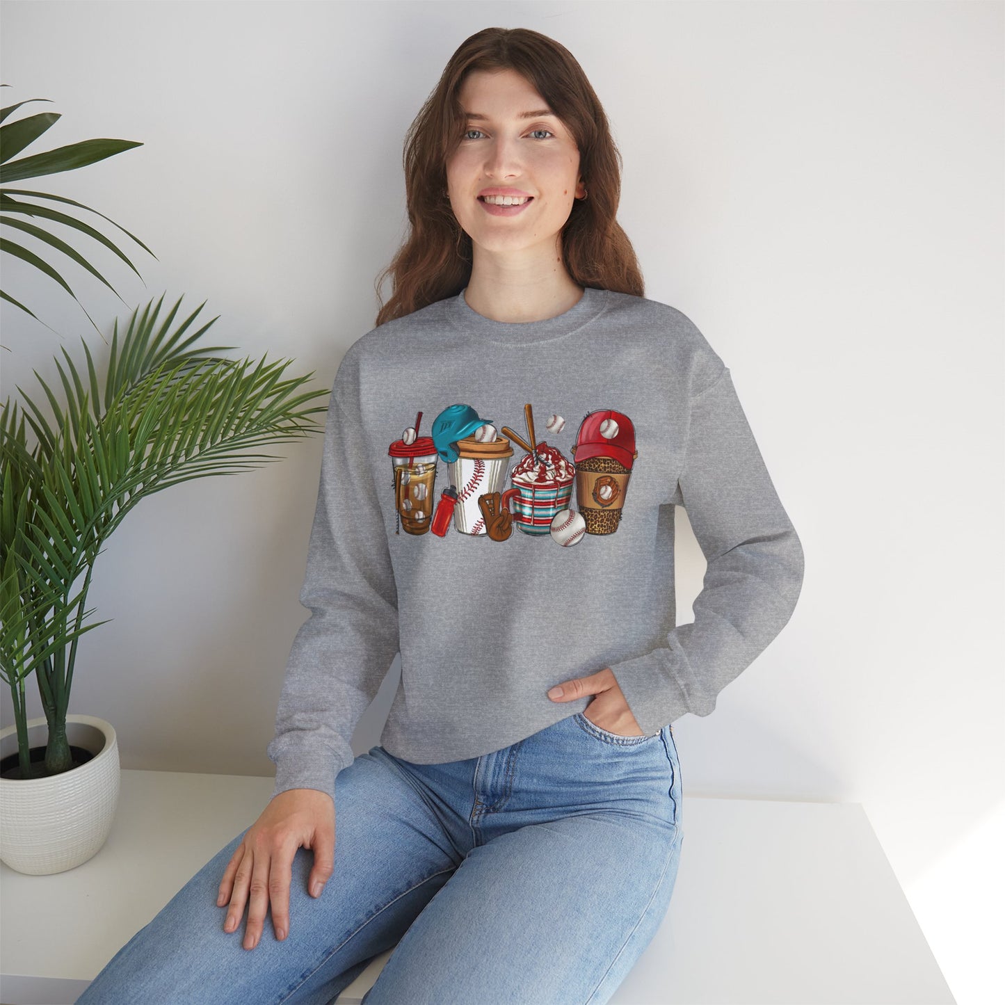 Cool Treats Baseball Unisex Crewneck Sweatshirt - Baseball Drinks Design