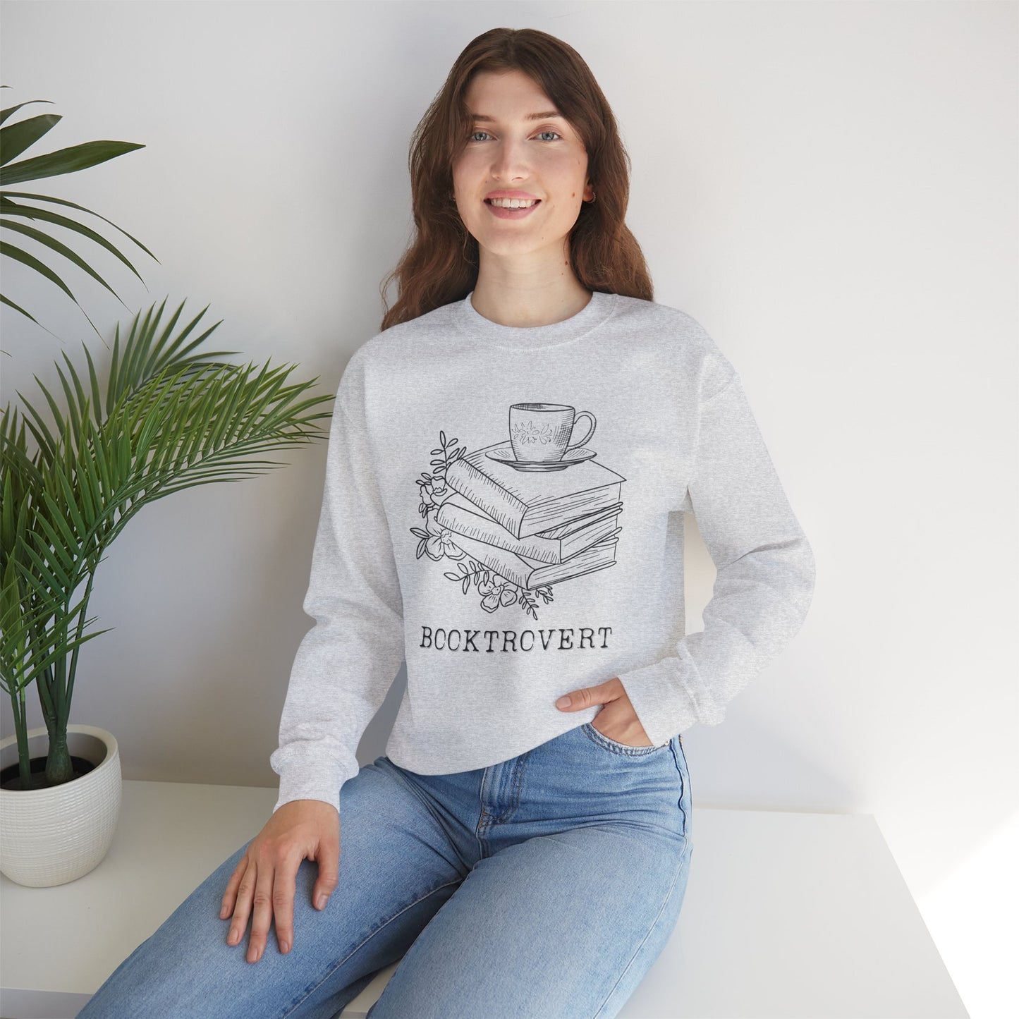 Book Lover's Cozy Crewneck Sweatshirt - Perfect Gift for Introverted Book Lover