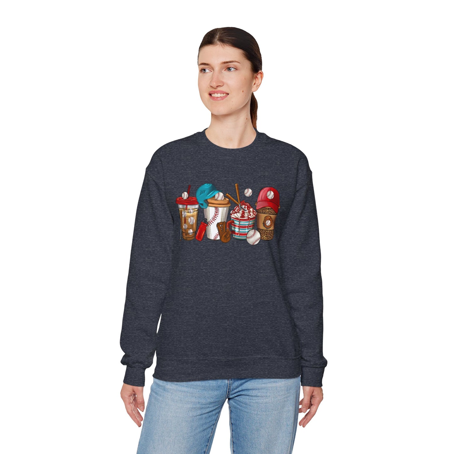 Cool Treats Baseball Unisex Crewneck Sweatshirt - Baseball Drinks Design