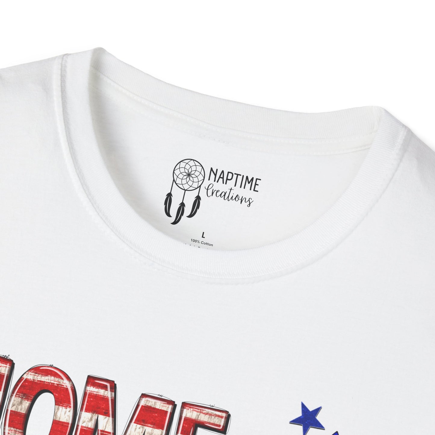 Patriotic Unisex Softstyle T-Shirt - Home of the Free Because of the Brave