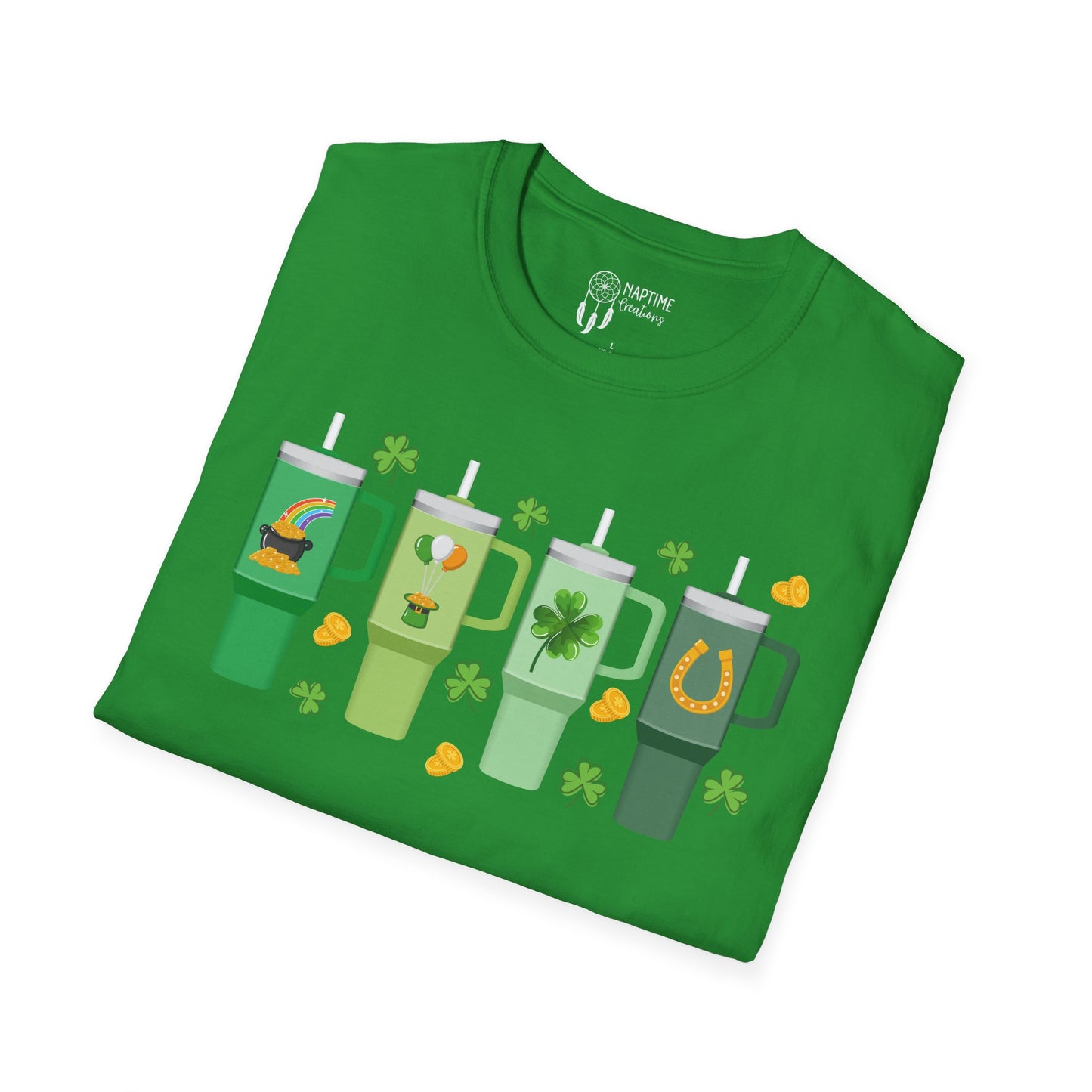 St. Patrick's Day Unisex Softstyle T-Shirt with Fun Shamrock Designs