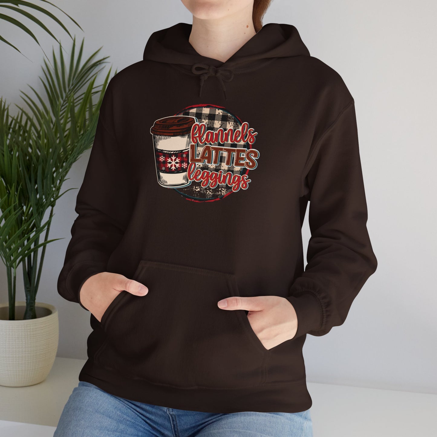 Cozy Coffee Lover's Hoodie - Flannel & Lattes Design