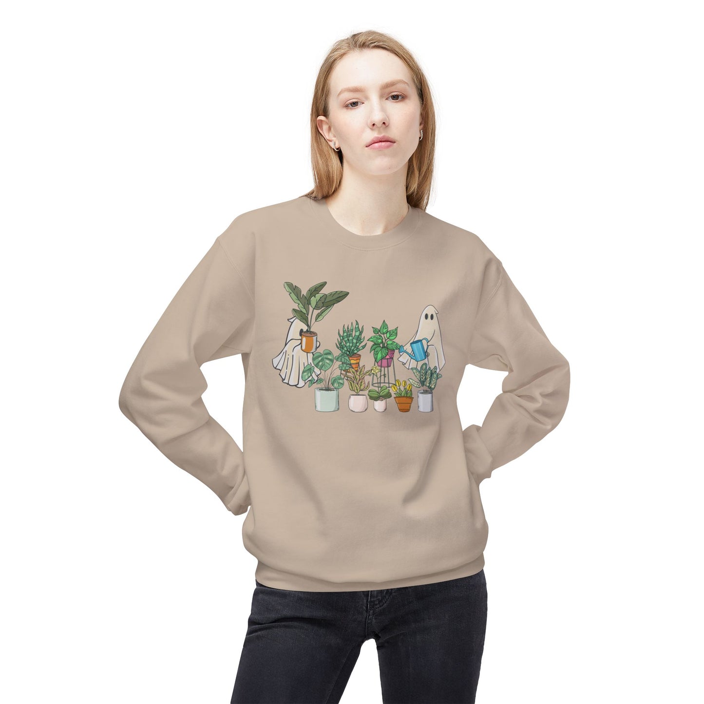 Ghostly Garden Unisex Fleece Crewneck Sweatshirt