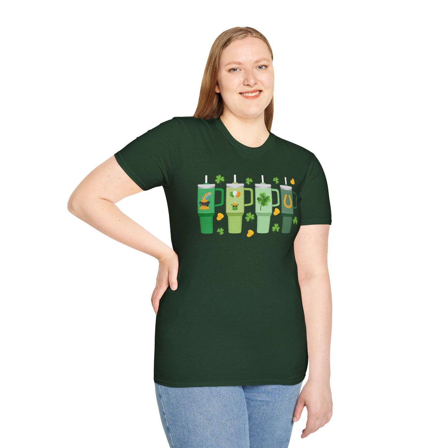 St. Patrick's Day Unisex Softstyle T-Shirt with Fun Shamrock Designs