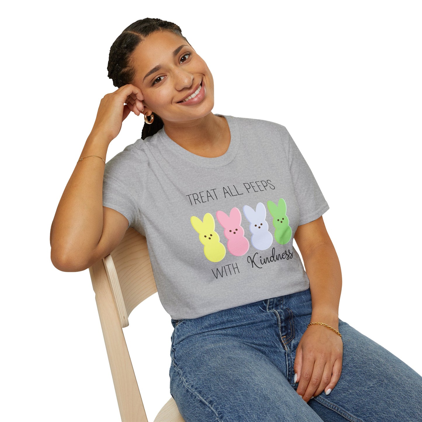 Treat All Peeps with Kindness Unisex T-Shirt – Cute Easter Tee for Spring Celebrations