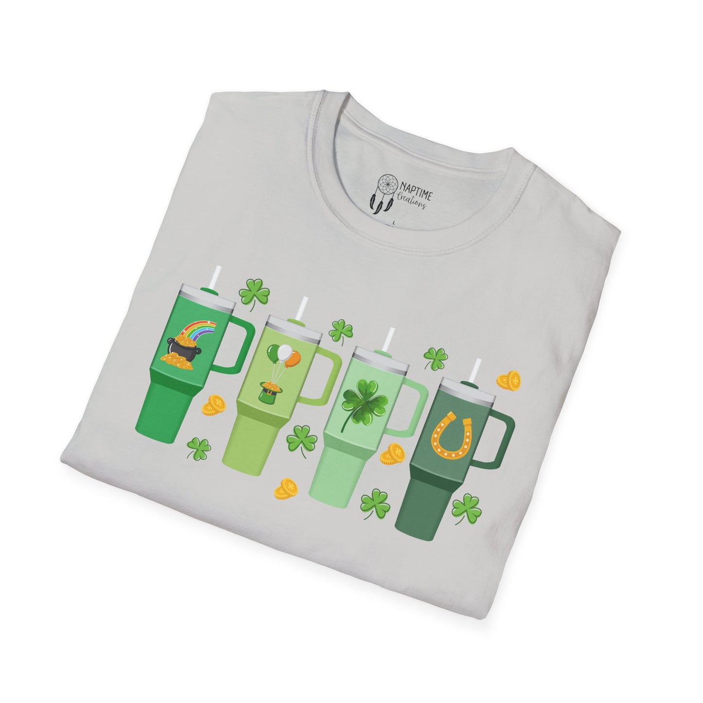 St. Patrick's Day Unisex Softstyle T-Shirt with Fun Shamrock Designs