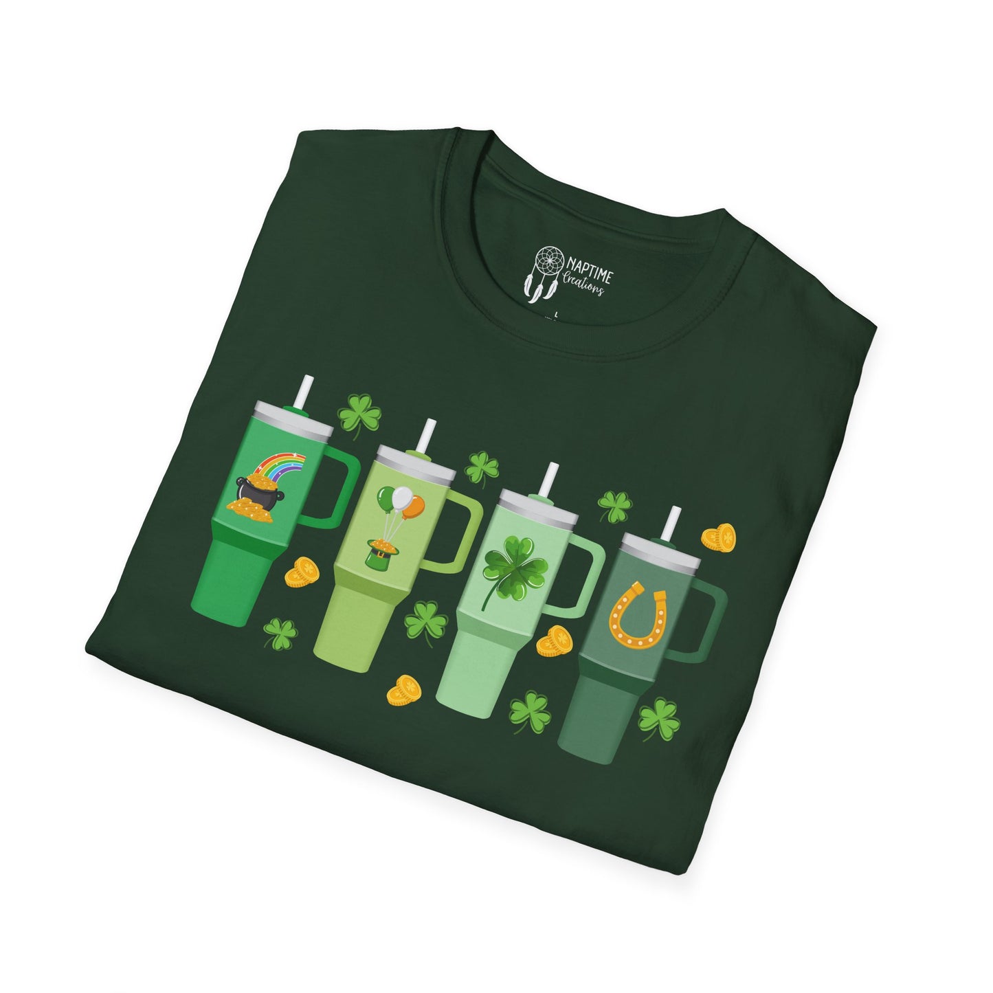 St. Patrick's Day Unisex Softstyle T-Shirt with Fun Shamrock Designs