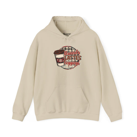 Cozy Coffee Lover's Hoodie - Flannel & Lattes Design
