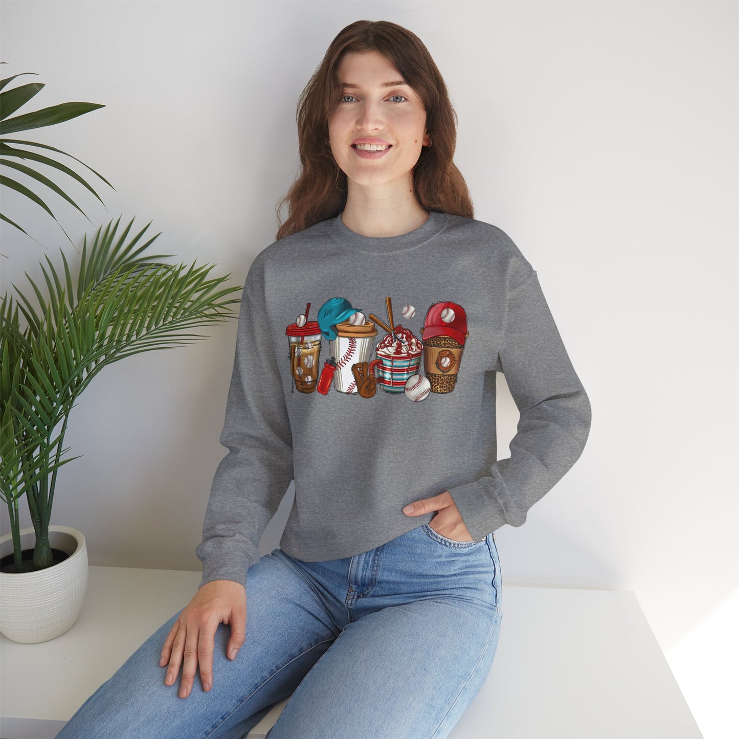 Cool Treats Baseball Unisex Crewneck Sweatshirt - Baseball Drinks Design
