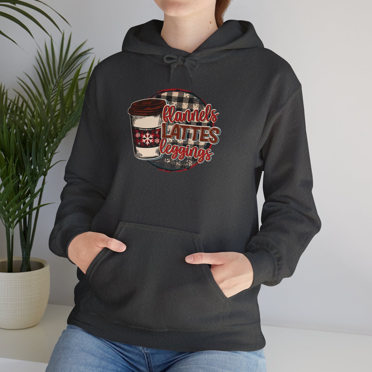Cozy Coffee Lover's Hoodie - Flannel & Lattes Design