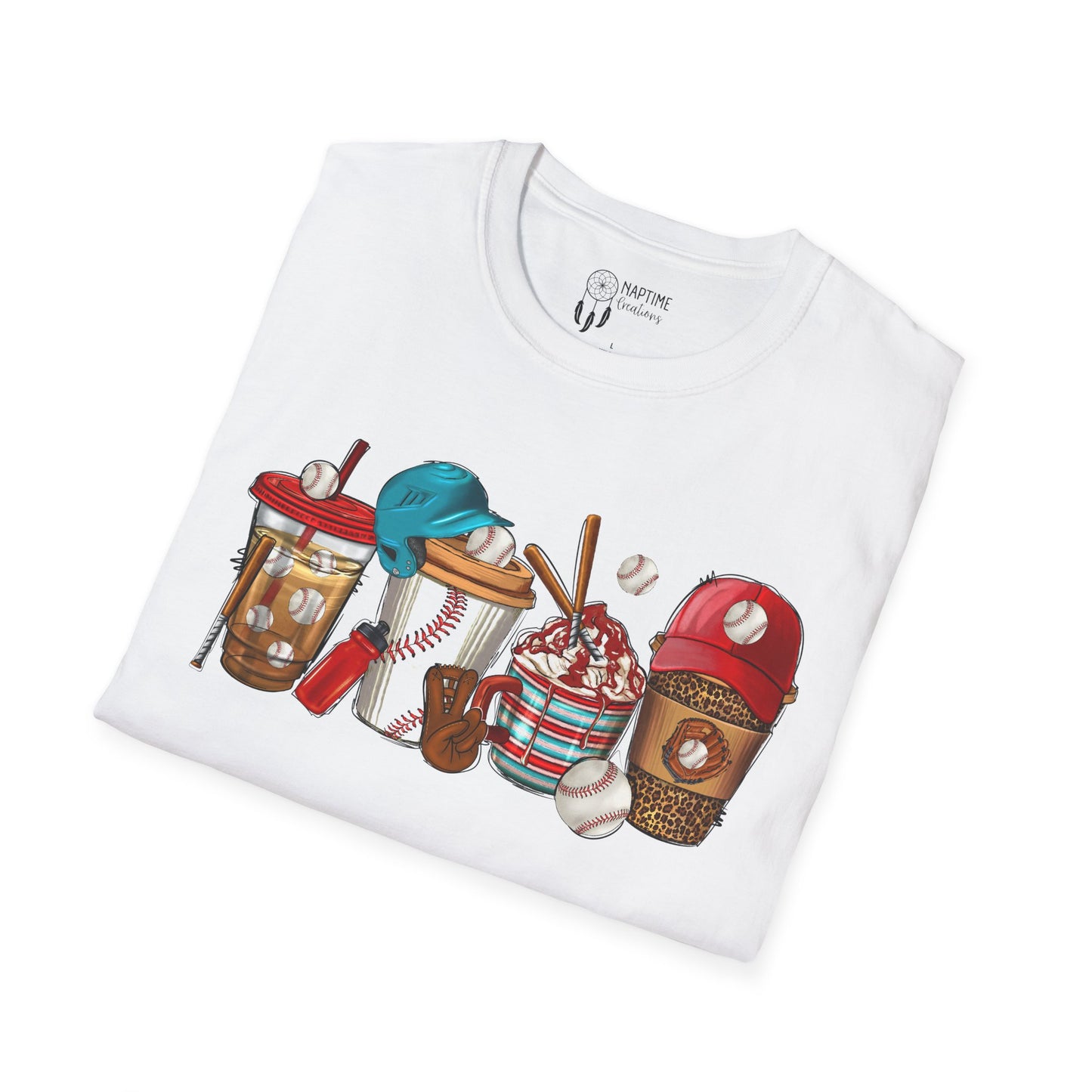 Fun Baseball Beverages Unisex Softstyle T-Shirt