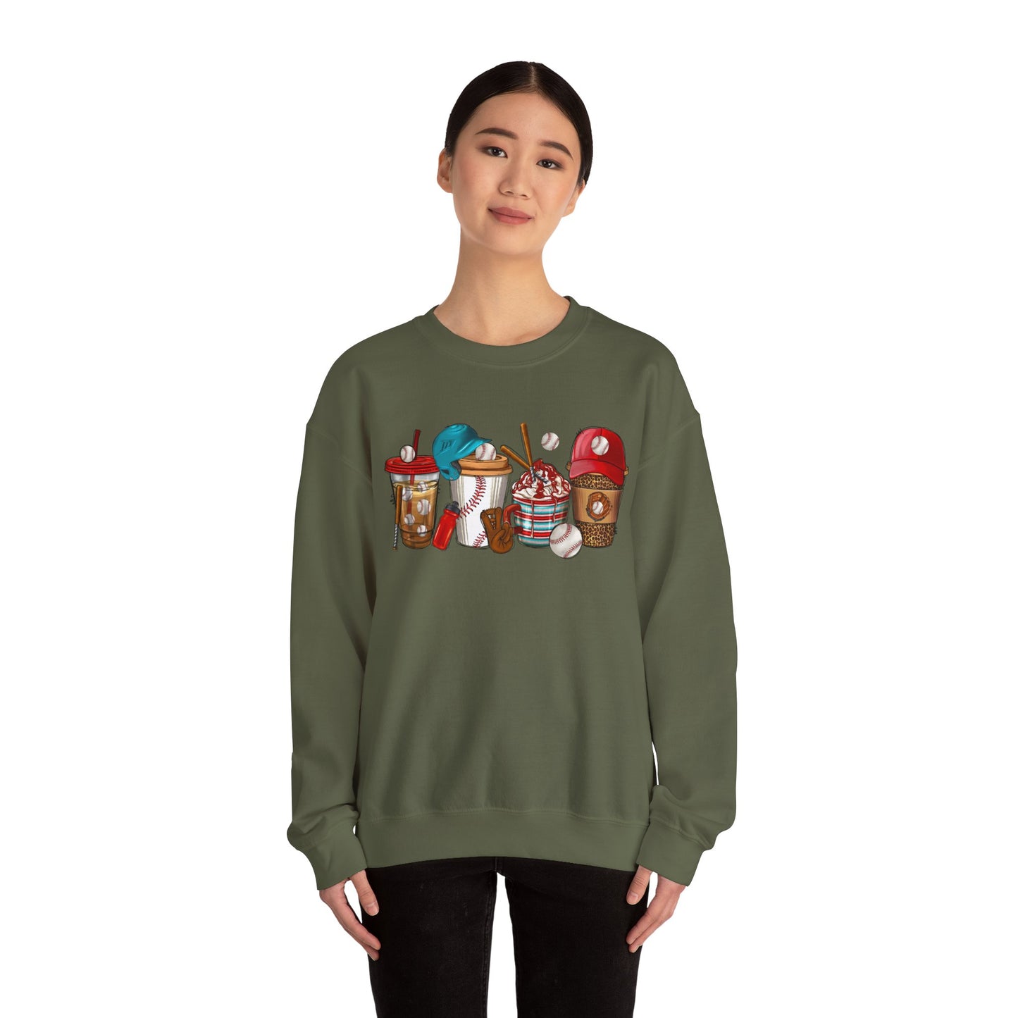 Cool Treats Baseball Unisex Crewneck Sweatshirt - Baseball Drinks Design