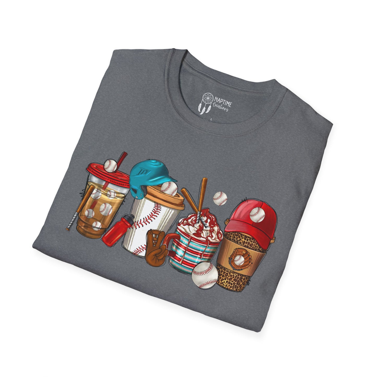 Fun Baseball Beverages Unisex Softstyle T-Shirt