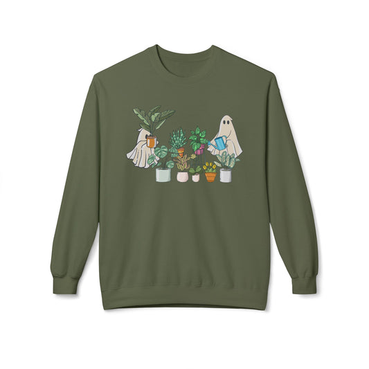 Ghostly Garden Unisex Fleece Crewneck Sweatshirt