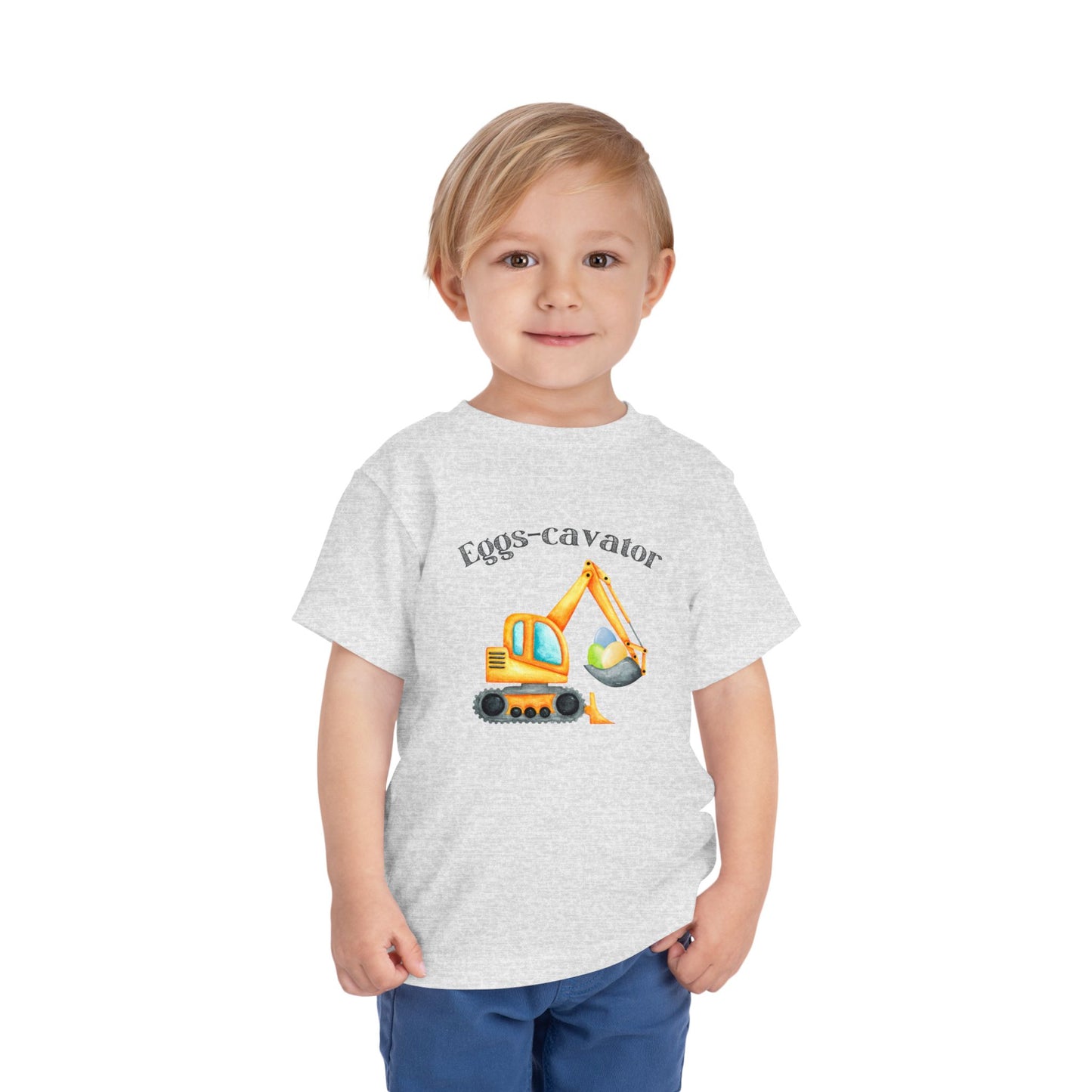 Toddler 'Eggs-cavator' Short Sleeve Tee - Fun Construction Theme Tee for Toddlers