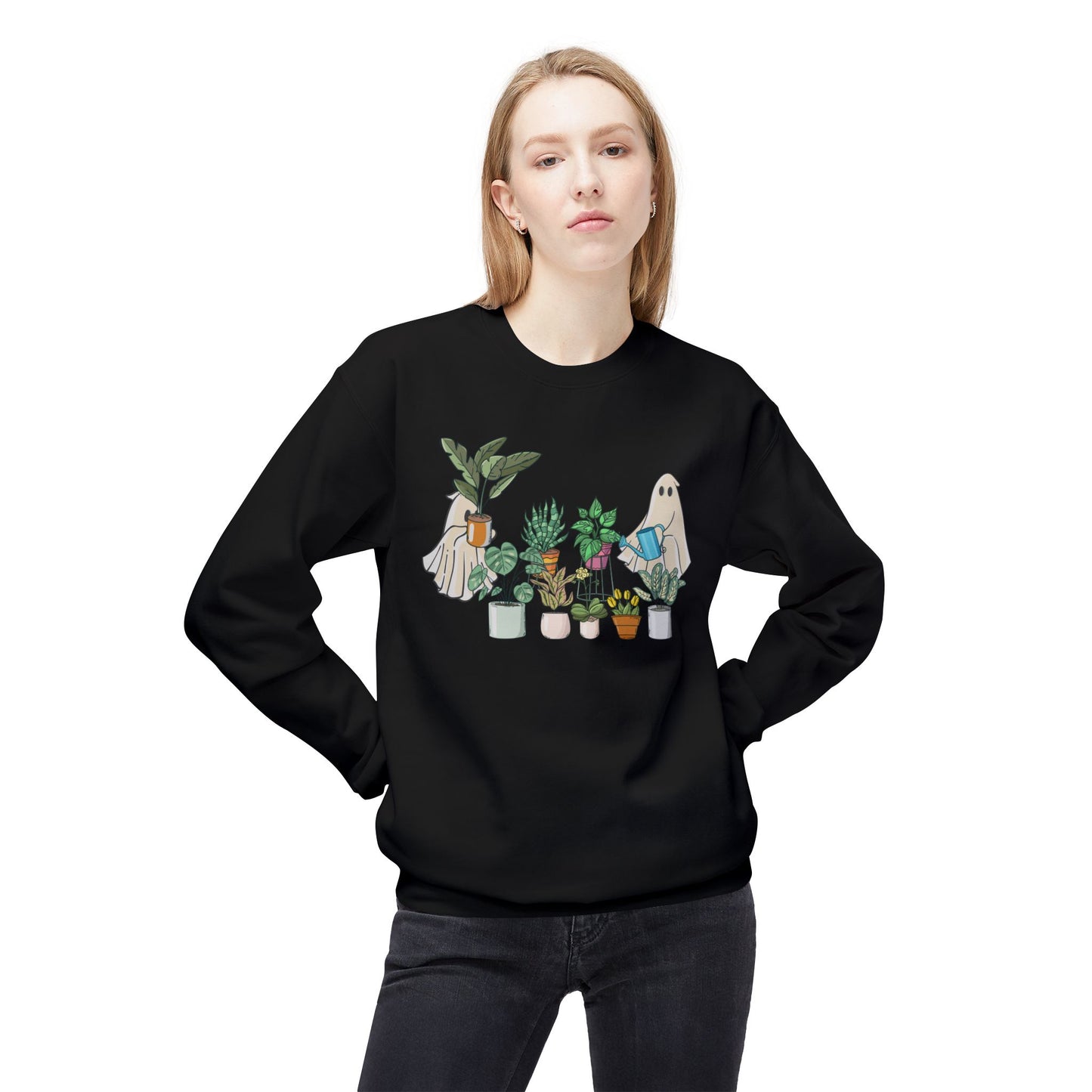 Ghostly Garden Unisex Fleece Crewneck Sweatshirt