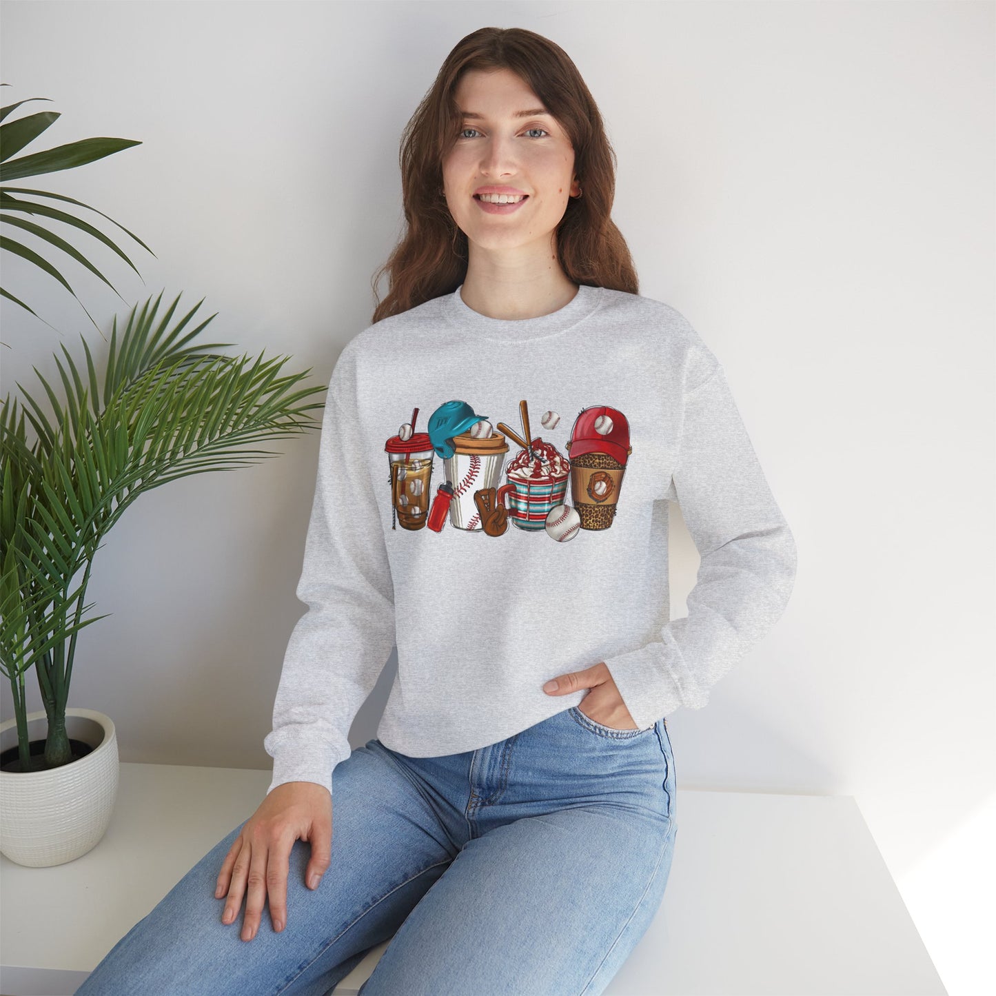 Cool Treats Baseball Unisex Crewneck Sweatshirt - Baseball Drinks Design