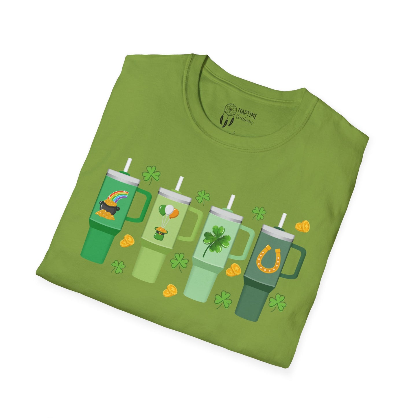 St. Patrick's Day Unisex Softstyle T-Shirt with Fun Shamrock Designs