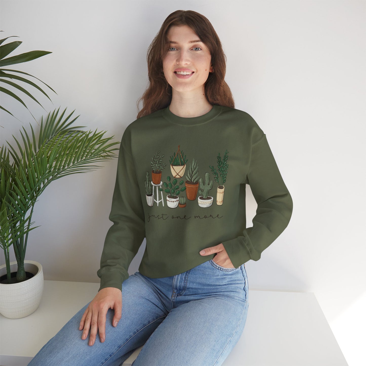 Just One More Plant Sweatshirt - Cozy Unisex Crewneck for Plant Lovers