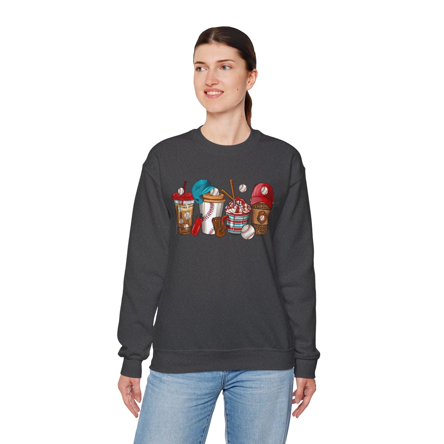 Cool Treats Baseball Unisex Crewneck Sweatshirt - Baseball Drinks Design