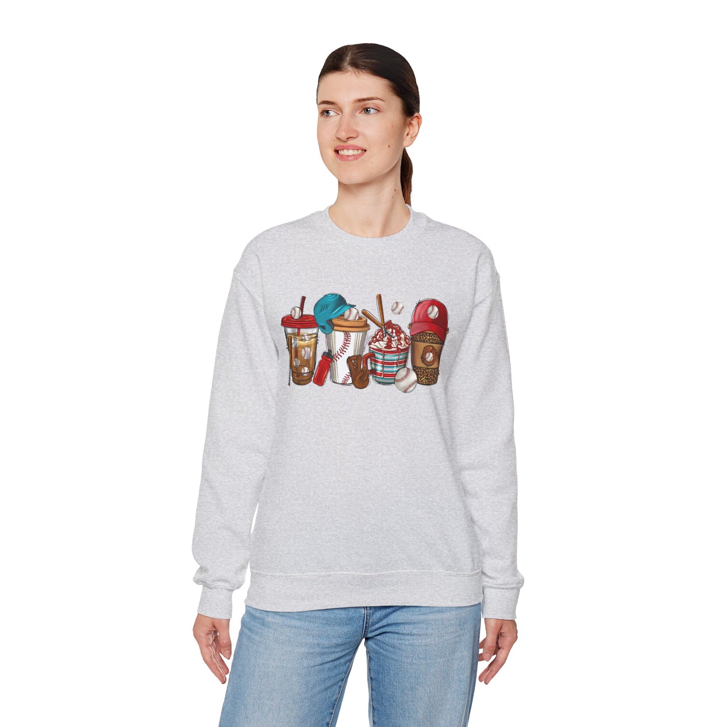 Cool Treats Baseball Unisex Crewneck Sweatshirt - Baseball Drinks Design