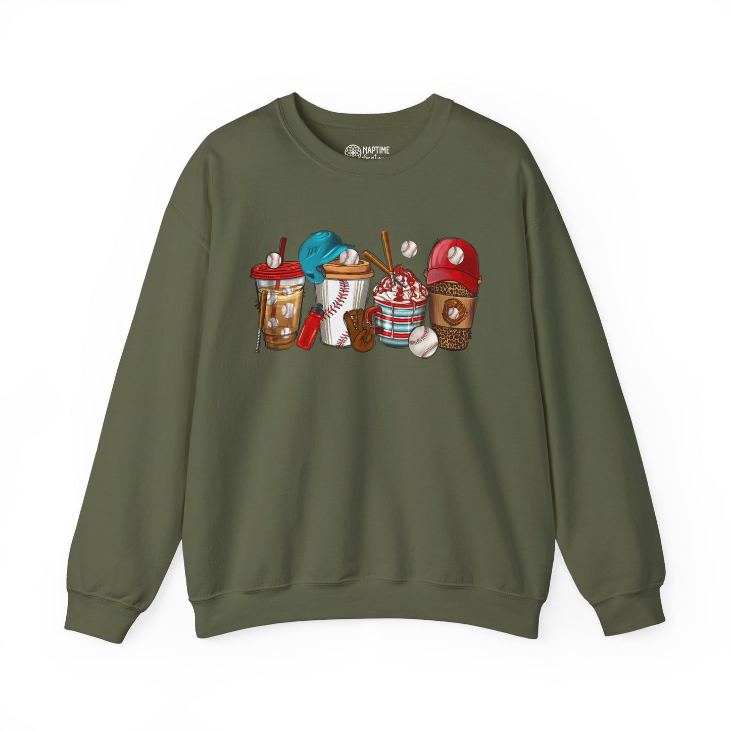 Cool Treats Baseball Unisex Crewneck Sweatshirt - Baseball Drinks Design