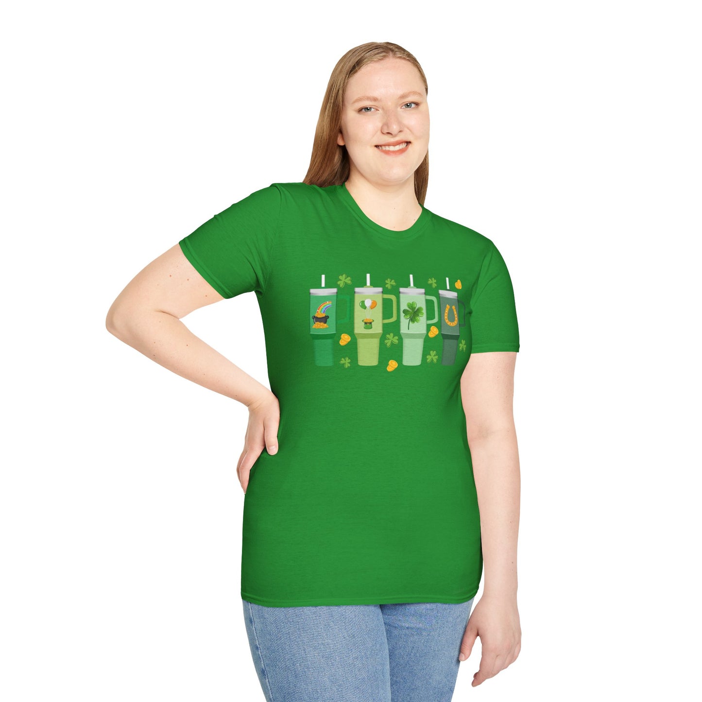 St. Patrick's Day Unisex Softstyle T-Shirt with Fun Shamrock Designs