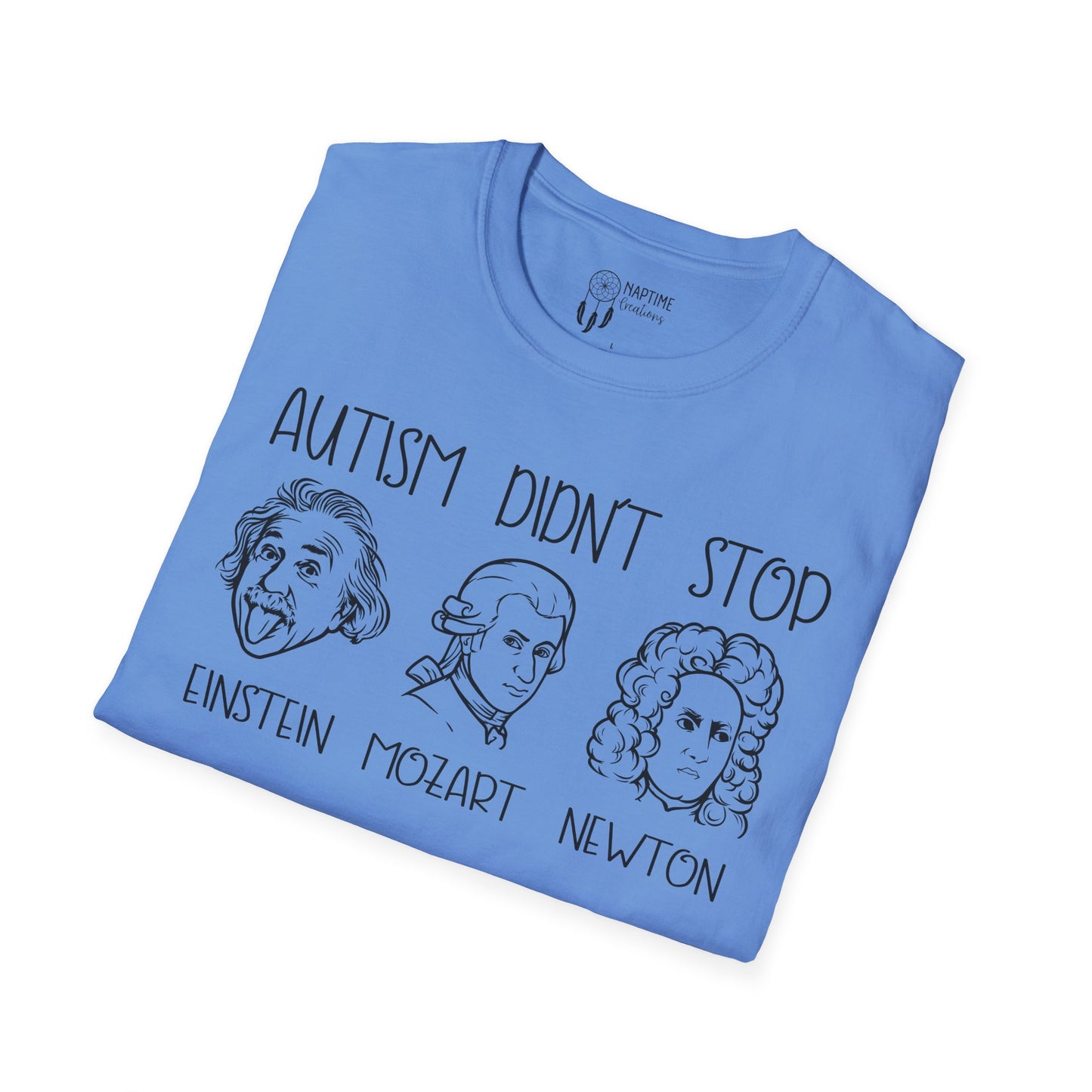 Autism Awareness Unisex Softstyle T-Shirt | Einstein, Mozart, Newton Design