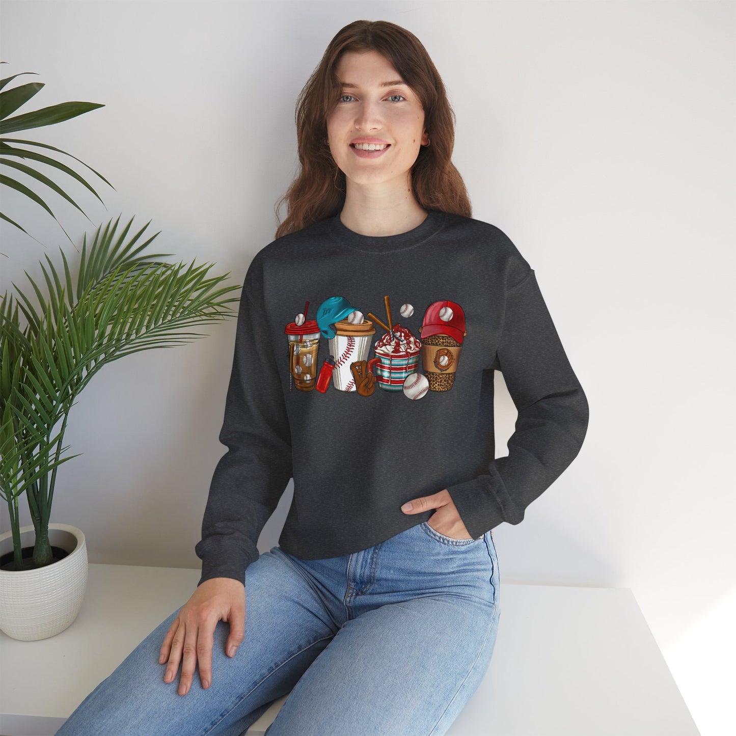 Cool Treats Baseball Unisex Crewneck Sweatshirt - Baseball Drinks Design