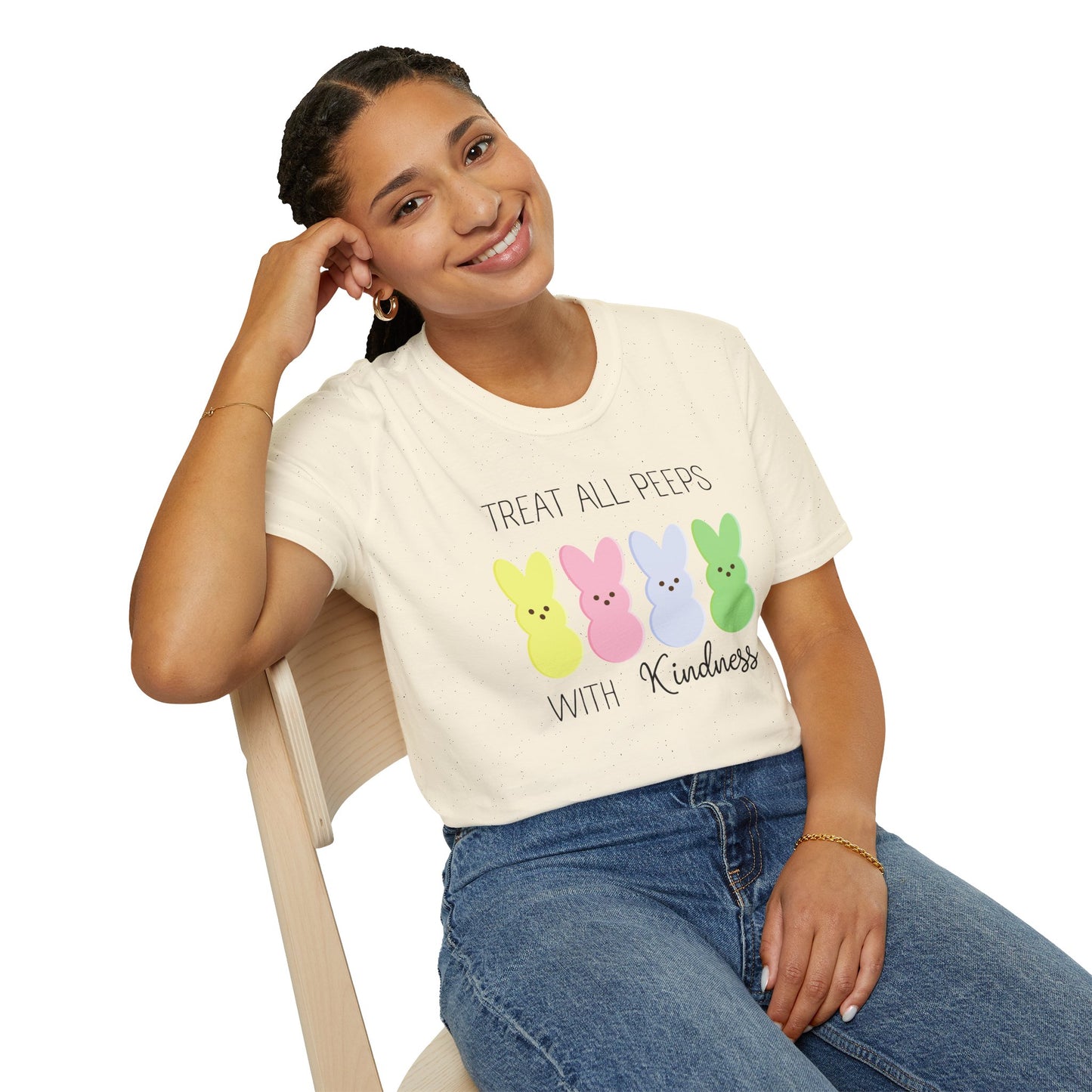 Treat All Peeps with Kindness Unisex T-Shirt – Cute Easter Tee for Spring Celebrations