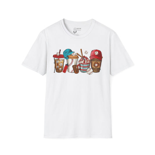 Fun Baseball Beverages Unisex Softstyle T-Shirt