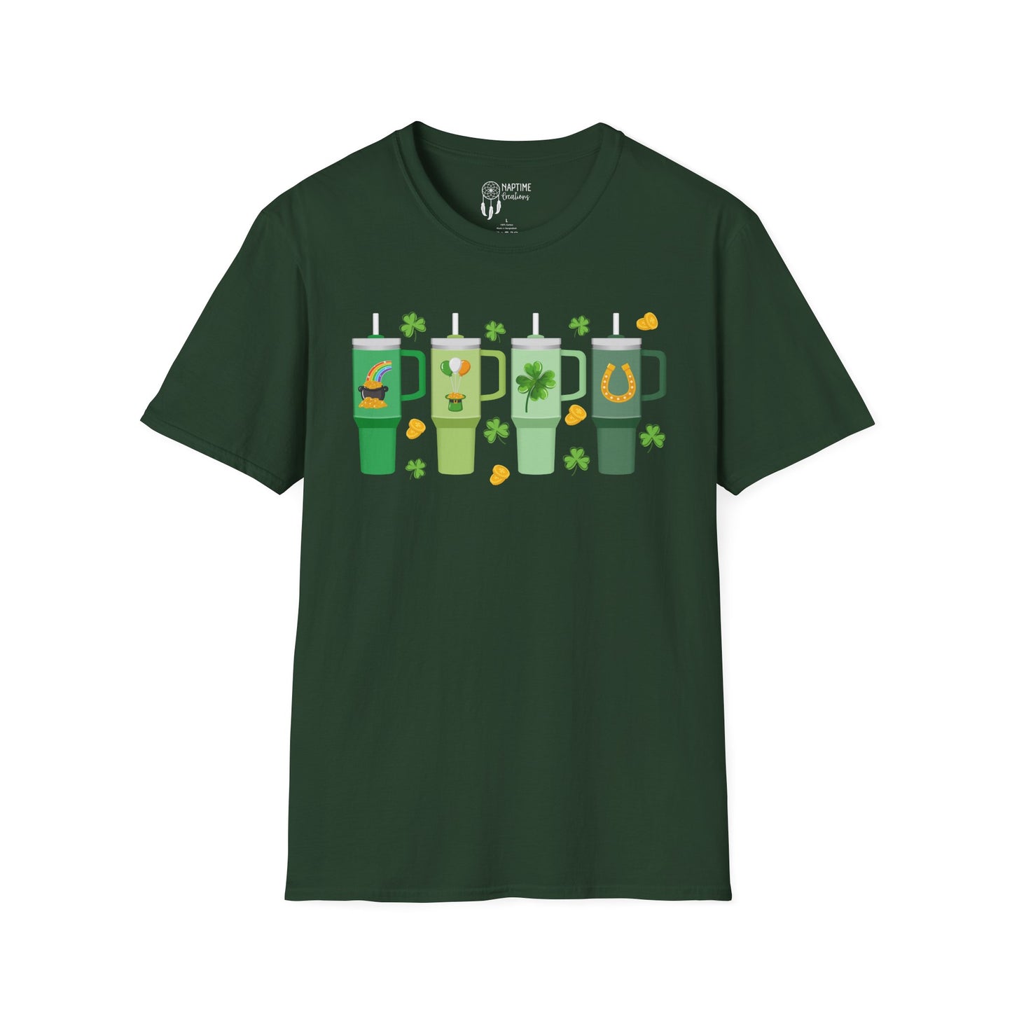 St. Patrick's Day Unisex Softstyle T-Shirt with Fun Shamrock Designs