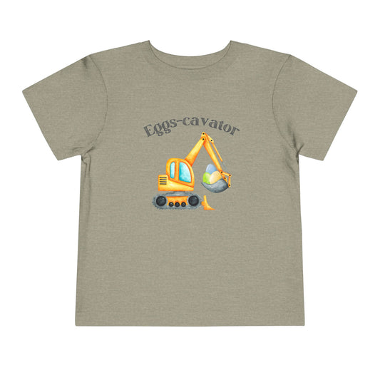 Toddler 'Eggs-cavator' Short Sleeve Tee - Fun Construction Theme Tee for Toddlers