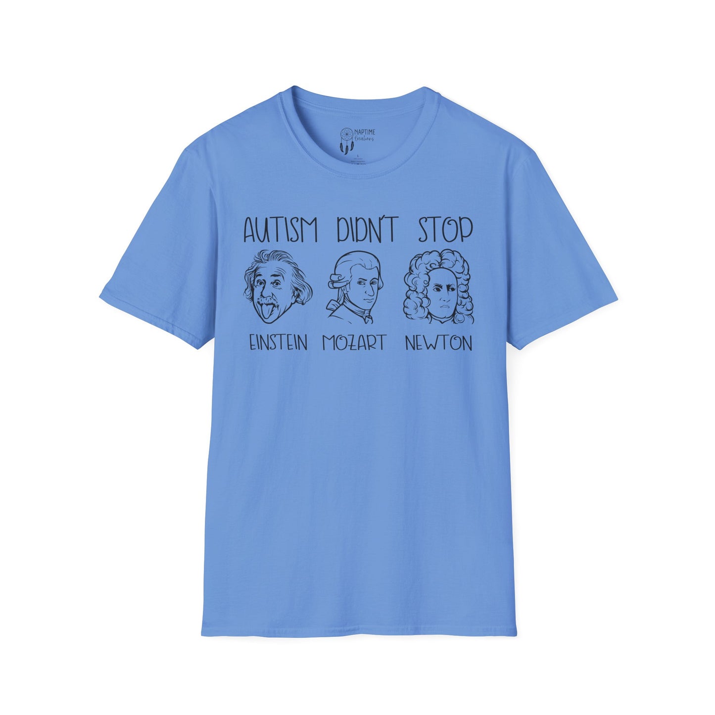 Autism Awareness Unisex Softstyle T-Shirt | Einstein, Mozart, Newton Design
